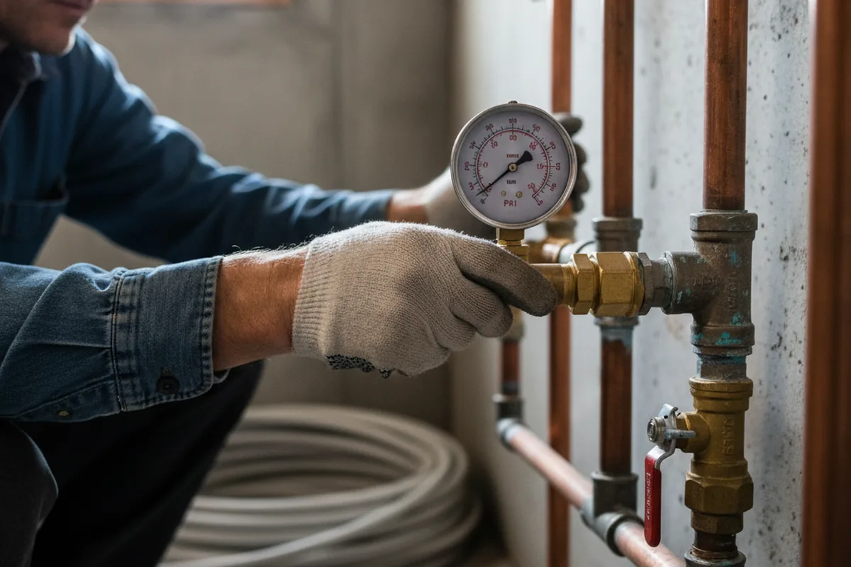Pressure testing a repaired line during Water Line Repair in Solon